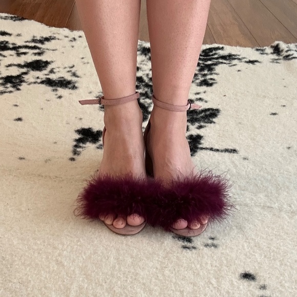 Sam Edelman low heel rose pink sandals with feathers size 8 - Picture 3 of 6